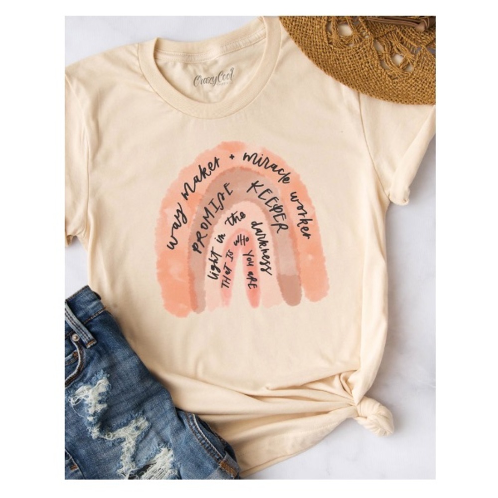 {faith} way maker rainbow boho short sleeve tee - Picture 1 of 9